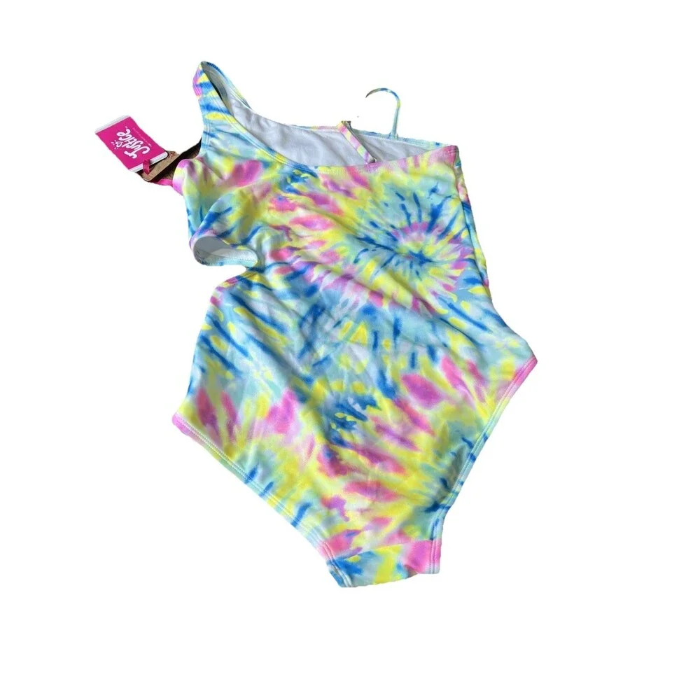 Justice Girls Size XL 16/18 Justice Tie Dye Peace Surf Club 1-Pc Swimsuit New